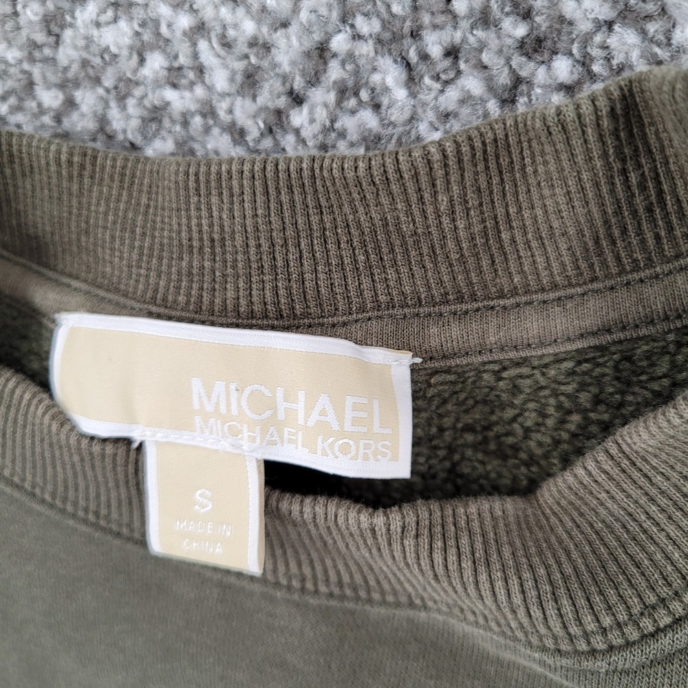 Michael Kors Green Logo Crew Neck Pullover Mens Sweatshirt Size Small Unisex - Picture 3 of 10